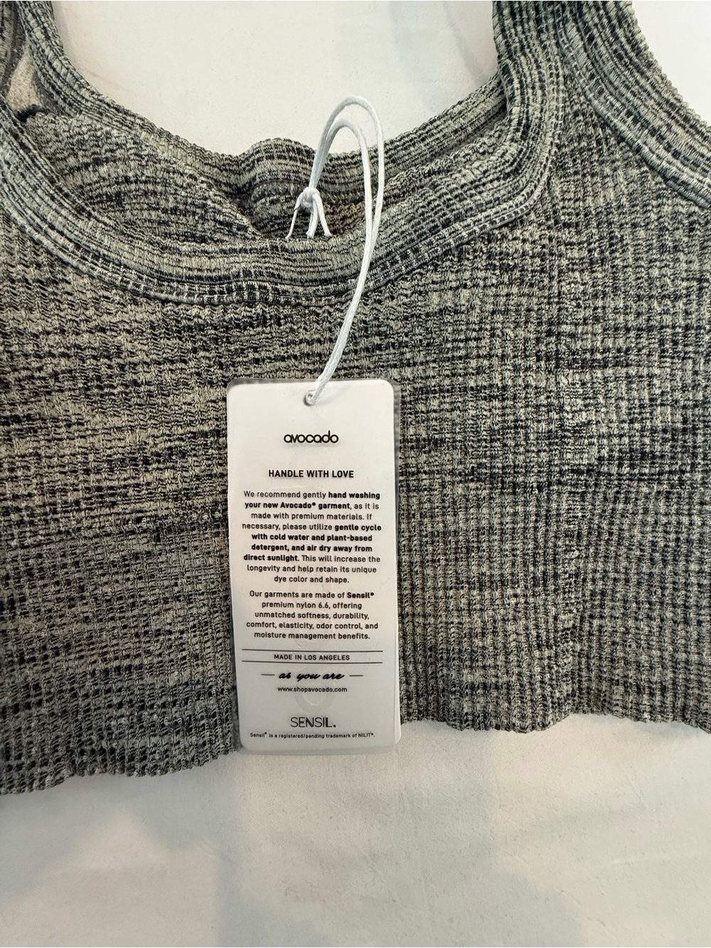 avocado Gray Ribbed Crop Tank - Picture 3 of 4
